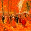 Placeholder: An orange color oily carnival painted by Claude Monet