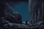 Placeholder: night, rocks, cliff, 2000's gothic horror movies influence, otto pippel impressionism paintings