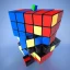 Placeholder: mile tall rubik cube tower red green blue white