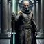 Placeholder: star wars bald male corellian pilot wearing pearlescent black and gunmetal grey First Order special forces heavy assault stealth commando armor and helmet with gold trim inside the jedi temple, hyperdetailed, dynamic lighting, hyperdetailed background, 8k resolution, volumetric lighting, light skin, fully symmetric details