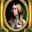 Placeholder: oil Portrait of a pink long haired beautiful busty voluptous adult woman with emeralds necklace with big Green sad eyes looking to viewer by GRANT WOOD Ingres 8k