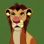 Placeholder: Lion King animation Chachi male lion triangular face broad nose tip wide green eyes