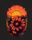 Placeholder: retro sunset flower for T-Shirt design