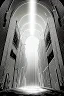 Placeholder: light hole tunnel in the dark, environment, greyscale