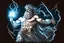 Placeholder: Detailed and realistic illustration of Greek god Zeus holding holding lightning. Vintage style illustration. Ultra high resolution.