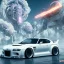 Placeholder: voiture blanche, fleur, chrome, synthwave, concept art, couleur vibrante, TOYOTA SUPRA MK4