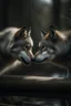 Placeholder: portrait photo of wolves wearing clothes and kissing over a bridge, shot on Hasselblad h6d-400c, zeiss prime lens, bokeh like f/0.8, tilt-shift lens 8k, high detail, smooth render, down-light, unreal engine, prize winning