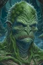 Placeholder: Swamp Thing, hooded character, ominous, facepaint, waist up portrait, intricate, oil on canvas, masterpiece, expert, insanely detailed, 4k resolution, retroanime style, cute big circular reflective eyes, cinematic smooth, intricate detail , soft smooth lighting, soft pastel colors, painted Renaissance stylestyle