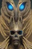 Placeholder: Aztec male African Egyptian alien, cracks in the voodoo head, wicked, eyes, crown, Elephant, 8k, finely detailed, photo realistic, tiger turquoise skull head gold dragon space alien snow skeleton gold hornytoad silver crown silver eyes