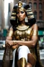 Placeholder: full body Cleopatra, pharaoh makeup, full body shot, written by Orcinus Orca, Ultra detail face in new york city