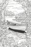Placeholder: coloring page for kids, rowboat, thick outline, low details, no shading, no color