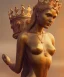 Placeholder: Statue of Queen of photography. Cute blonde woman. Photographer in golden crown. Standing on the street. Big camera in her hand. hyperdetailed, photorealistic, trending on artstation, greg rutkowski, beksinski, kodachrome, bokeh, red and gold