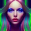 Placeholder: A beautiful portrait of a woman long hair neon color scheme, high key lighting, volumetric light high details psychedelic background