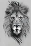 Placeholder: Drawing a face from the front of a black lion head outline. Abstract front image and white background