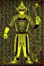 Placeholder: Geometric 3D Buddhist tiling on the background. Bronze color, Yellow, Black Cyan photograph Cyber-punk, full-mask, olAKG-style big headphones, golden rings & disc, fencing mask. Selfie archer. Asa Akira, lightly armored, electronic circuits. Thick tights, thick calves, bend fell, wide hip, flat belly. Ancient artifact attached. Perfect body. Matrix movie clothes, Silver leather area, tippet, latex. Wicked sneakers. Daft Punk, Tron Movie. 1990's, old telephone microphone. Haute Couture