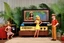 Placeholder: [1960’s stop-motion animation style in the living room: the sound woman in jungle bikini is the star] a 70s humour funny advertisement video TV featuring The Brady Bunch, Gilligan's Island, Laugh-In, The Partridge Family as a claymation character toy from a claymation horror movie in burning rainbow land, from hell, creepy Videos, eyeballs and trees everywhere , as old advertisement shot on video VHS