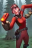 Placeholder: Red Engineer from Team Fortress 2 taking a selfie at the forest