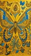 Placeholder: A pale gold kingdom with butterflies designed in Kuna molas painted by Vincent van Gogh