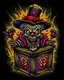 Placeholder: Scary Jack in the box tattoo design, traditional tattoo style, t-shirt design, fantasy art, digital painting, clean dark background, 8K