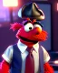 Placeholder: hybrid character, Elmo muppet head, real man body, human arms and hands, Shirt and tie, concept art, smooth, unreal engine 5, god lights, ray tracing, RTX, lumen lighting, ultra detail, volumetric lighting, 3d, finely drawn, high definition, 4k.