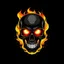 Placeholder: minimalistic burning screaming skull flame cyberpunk logo