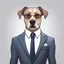 Placeholder: make one realistic business dog that are made of shapes and have a suit on lokk like crystals
