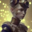 Placeholder: composition,portrait painting of a steampunk princess,steampunk center, ultra realistic, concept art, intricate details, eerie highly detailed, shiny, smooth, studio quality, octane render, Surrealism, Triadic colour scheme,glow-stick, ambient lighting,nightclub lighting, polaroid, 100mm, --ar 1:1 --v4