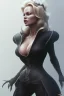 Placeholder: Pamela Anderson as evil queen in black leather, leather, busty, cleavage, angry, stern look. character design by cory loftis, fenghua zhong, ryohei hase, ismail inceoglu and ruan jia. unreal engine 5, artistic lighting, highly detailed, photorealistic, fantasy