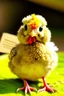 Placeholder: A beautiful, sweet, small-sized chicken holding a message.
