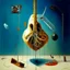 Placeholder: Abstract painting formed by a mix of human flesh-like surgical instruments and universe-like neuralink,strange musical instruments,minimalism,Painting By Adrian Ghenie, Rene Magritte, Salvador Dali, Lucian Freud