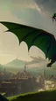 Placeholder: A green dragon over a medieval village
