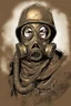 Placeholder: warrior portrait, Bronze metal gas-mask, comic style