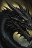 Placeholder: 50s dark fantasy art, illustration of a black dragon