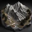 Placeholder: scenic mountain terrain model, cutout on black ground