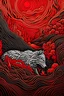 Placeholder: one of our favorite pieces of film art to date, in the style of intricate psychedelic landscapes, dark orange and silver, hyper-realistic animal illustrations, simplistic vector art, anamorphic art, flowing lines, fawncore