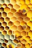 Placeholder: honeycombs of different colors and different sizes behind yellow background layout