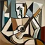 Placeholder: picasso man met gitaar brown cubisme only lines