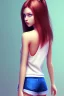 Placeholder: girl, cute, beautiful, behind view, long hair, shorts