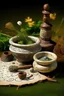 Placeholder: Celtic herbal medicine on the mortar is written nature oasis