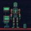 Placeholder: A pixel art cyberpunk version of the best football predictor master pundit master robot
