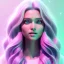 Placeholder: A portrait of a crystalised beautifull girl,smiling, laughting, white longs hairs, atmospheric, realistic,, cinematic lighting, octane render,, pink turquoise light, blue eyes nice, soft face, jewejs brillants