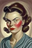 Placeholder: Strong women painted portrait from the 50s feminism