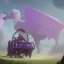 Placeholder: Little Boy hiding in magical carriage led by unicorns Nick Harris style