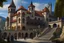 Placeholder: A wide establishing shot of the Royal Delegation, a majestic stone building commanding a hilltop position in medieval Brumalden. Polished granite walls and stained glass windows reflect authority, with royal banners flowing in the mountain breeze. Two figures - Don Alaric and Sergeant Marlow - stand on the grand entrance steps, overlooking the village below. The panoramic view reveals a tapestry of diverse rooftops, winding cobblestone streets, and a snowmelt river threading through the settleme