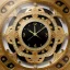 Placeholder: large crystal ornate square and round clock with a transparent body, wood and black and gold, transparent, rococo, Artstation, intricate and meticulously detailed 8 k, ornate and jewels, bokeh background