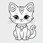 Placeholder: cute cat, black and white, white background, clean lines, coloring page for kids