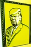 Placeholder: president donald trump in style of shepard fairy obama poster style gold colour stencil with american flag with letters M A G A