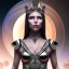 Placeholder: black long hair queen lady warrior bra under Saturn