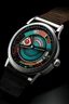 Placeholder: Create images that reflects the artistic side of jump hour watches. Depict a watch with a distinctive, artistic watch face design, surrounded by elements of creativity and inspiration.""