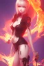 Placeholder: 3d Anime girl close and personal but beautiful in fire background